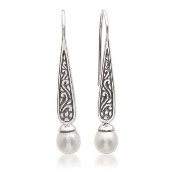 Alternate image for Cultured Pearl Spiral Motif Dangle Earrings from Bali Island Artistry