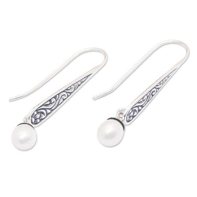 Alternate image for Cultured Pearl Spiral Motif Dangle Earrings from Bali Island Artistry