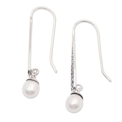 Alternate image for Cultured Pearl Spiral Motif Dangle Earrings from Bali Island Artistry