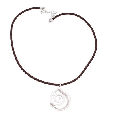 Alternate image for Sterling Silver and Leather Drop Pendant Necklace Mystic Drop