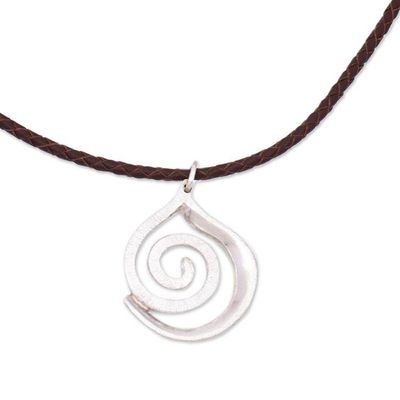 Alternate image for Sterling Silver and Leather Drop Pendant Necklace Mystic Drop