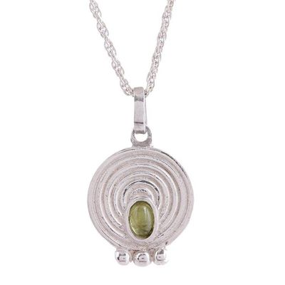 Alternate image for Circular Peridot Pendant Necklace Crafted in Mexico Pre-Hispanic Modernity