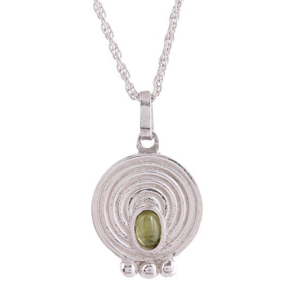 Alternate image for Circular Peridot Pendant Necklace Crafted in Mexico Pre-Hispanic Modernity