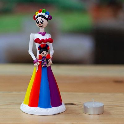 Alternate image for Hand-Painted Folk Art-Inspired Ceramic Sculpture from Mexico Lele Doll