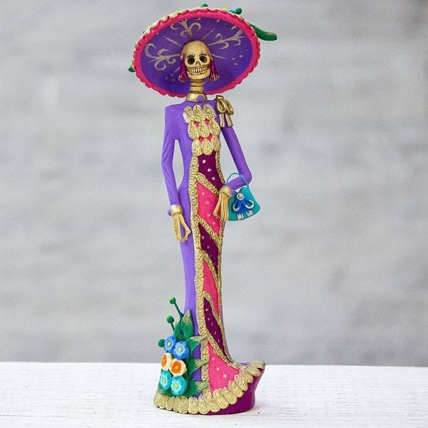 Alternate image for Artisan Crafted Catrina Day of the Dead Figurine La Catrina Socorro