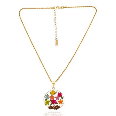 Alternate image for Colorful 24k Gold-Accented Natural Flower Pendant Necklace My Season