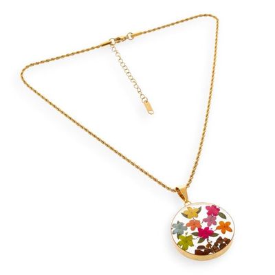 Alternate image for Colorful 24k Gold-Accented Natural Flower Pendant Necklace My Season