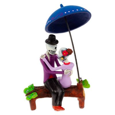 Alternate image for Hand-Painted Romantic Day of the Dead Couple Sculpture Passion at the Underworld