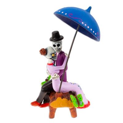 Alternate image for Hand-Painted Romantic Day of the Dead Couple Sculpture Passion at the Underworld