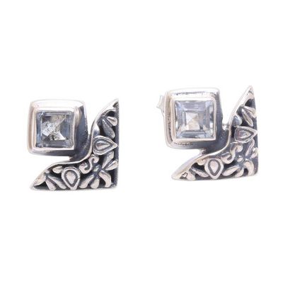 Alternate image for Blue Topaz and Sterling Silver Dragonfly Button Earrings Dragonfly Daydreams