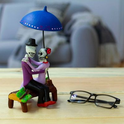 Alternate image for Hand-Painted Romantic Day of the Dead Couple Sculpture Passion at the Underworld