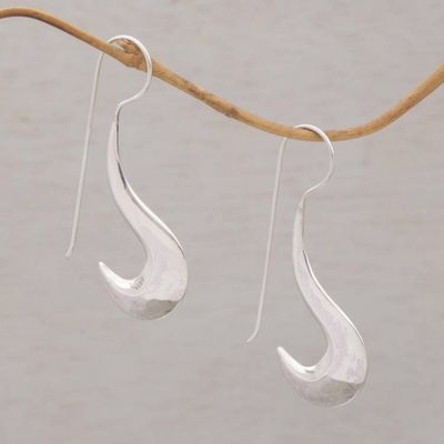 Primary image for Fair Trade Artisan Crafted Modern Sterling Silver Earrings Liquid