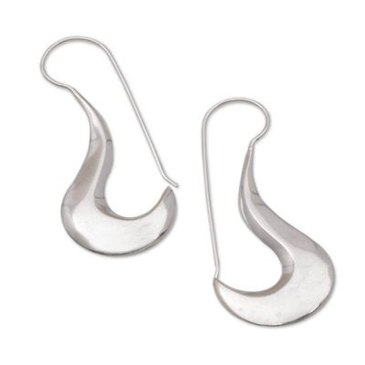 Alternate image for Fair Trade Artisan Crafted Modern Sterling Silver Earrings Liquid