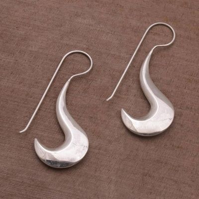 Alternate image for Fair Trade Artisan Crafted Modern Sterling Silver Earrings Liquid