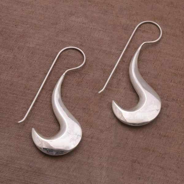 Alternate image for Fair Trade Artisan Crafted Modern Sterling Silver Earrings Liquid