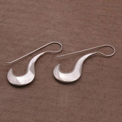 Alternate image for Fair Trade Artisan Crafted Modern Sterling Silver Earrings Liquid