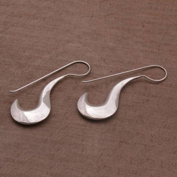 Alternate image for Fair Trade Artisan Crafted Modern Sterling Silver Earrings Liquid
