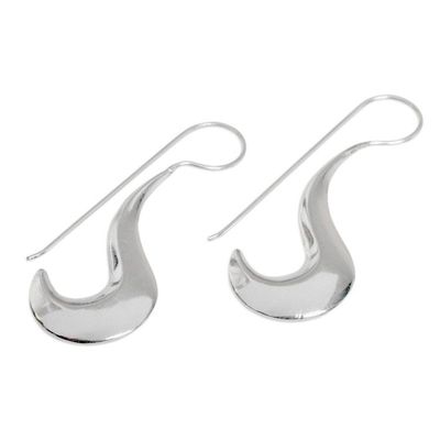 Alternate image for Fair Trade Artisan Crafted Modern Sterling Silver Earrings Liquid