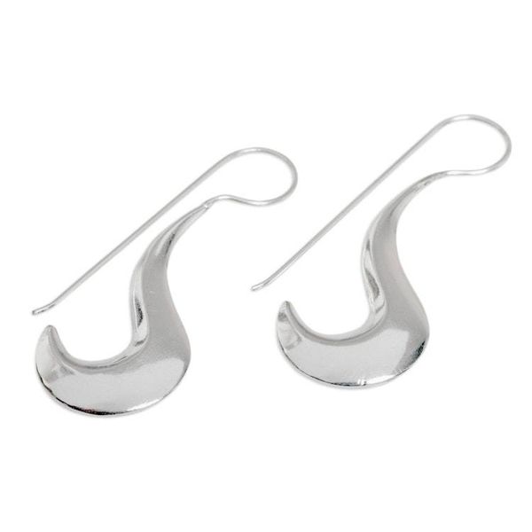 Alternate image for Fair Trade Artisan Crafted Modern Sterling Silver Earrings Liquid