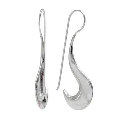 Alternate image for Fair Trade Artisan Crafted Modern Sterling Silver Earrings Liquid