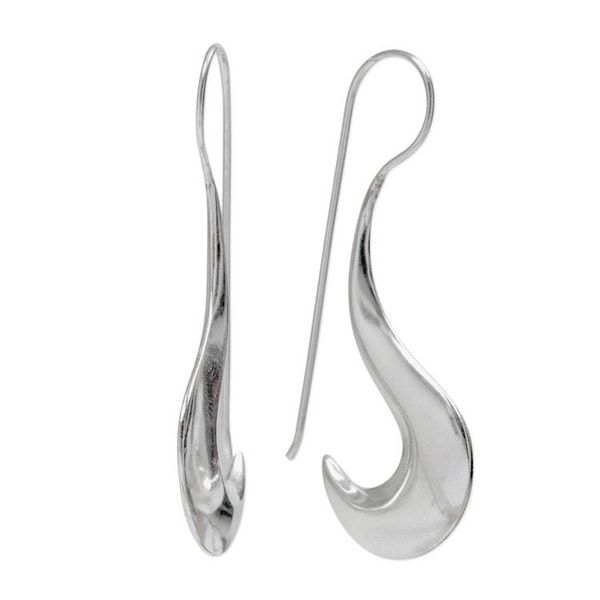 Alternate image for Fair Trade Artisan Crafted Modern Sterling Silver Earrings Liquid