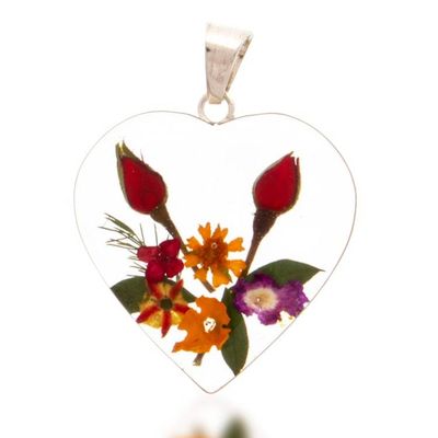 Alternate image for Resin Natural Flowers and Leaves Heart-Shaped Pendant Garden Heart