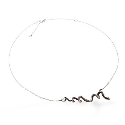 Alternate image for Serpent Snake-Themed Taxco Silver Pendant Necklace Serpent Splendor
