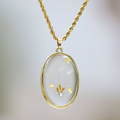Primary image for Dandelion-Themed 24k Gold-Plated Resin Pendant Necklace Ethereal Hope