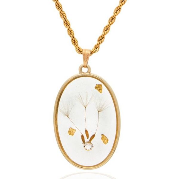 Alternate image for Dandelion-Themed 24k Gold-Plated Resin Pendant Necklace Ethereal Hope