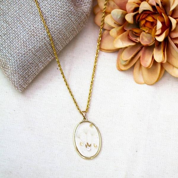 Alternate image for Dandelion-Themed 24k Gold-Plated Resin Pendant Necklace Ethereal Hope