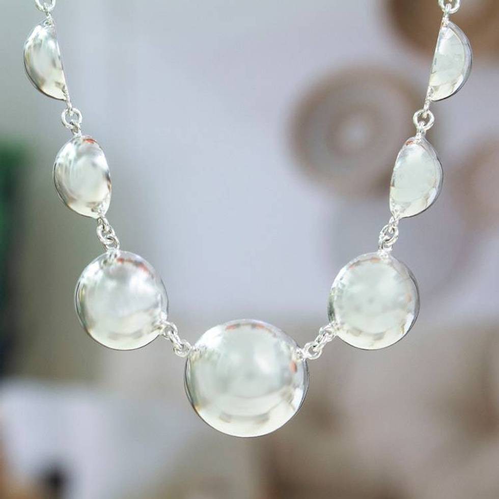 Modern Taxco Silver Pendant Necklace with Sphere Theme 'Shimmering Baubles'