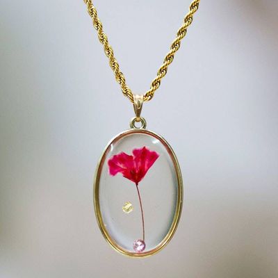 Primary image for Romantic-Theme Natural Flower Necklace with 24k Gold Plating Ethereal Lover
