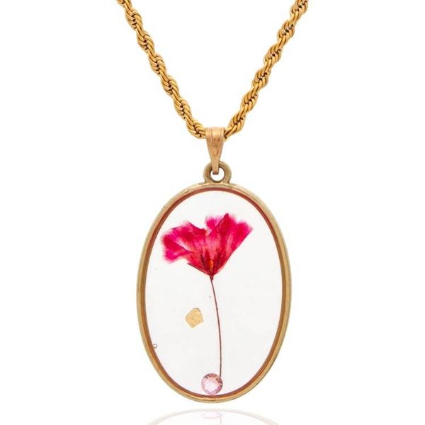 Alternate image for Romantic-Theme Natural Flower Necklace with 24k Gold Plating Ethereal Lover