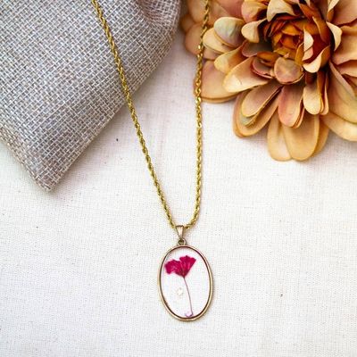 Alternate image for Romantic-Theme Natural Flower Necklace with 24k Gold Plating Ethereal Lover