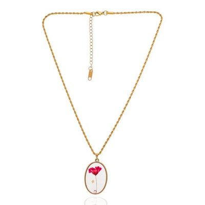 Alternate image for Romantic-Theme Natural Flower Necklace with 24k Gold Plating Ethereal Lover