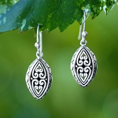 Primary image for Nature-Themed Balinese Sterling Silver Seed Dangle Earrings Graceful Seeds