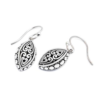Alternate image for Nature-Themed Balinese Sterling Silver Seed Dangle Earrings Graceful Seeds