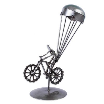 Alternate image for Whimsical Recycled Metal Auto Part Sculpture from Mexico Floating Bicycle