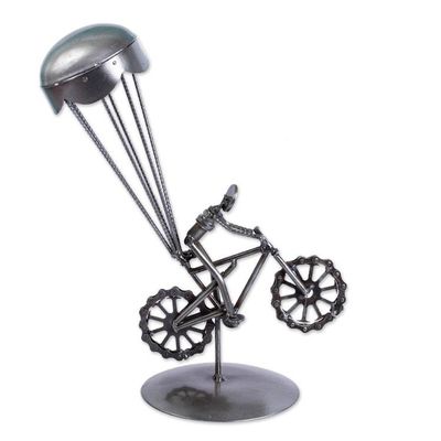Alternate image for Whimsical Recycled Metal Auto Part Sculpture from Mexico Floating Bicycle