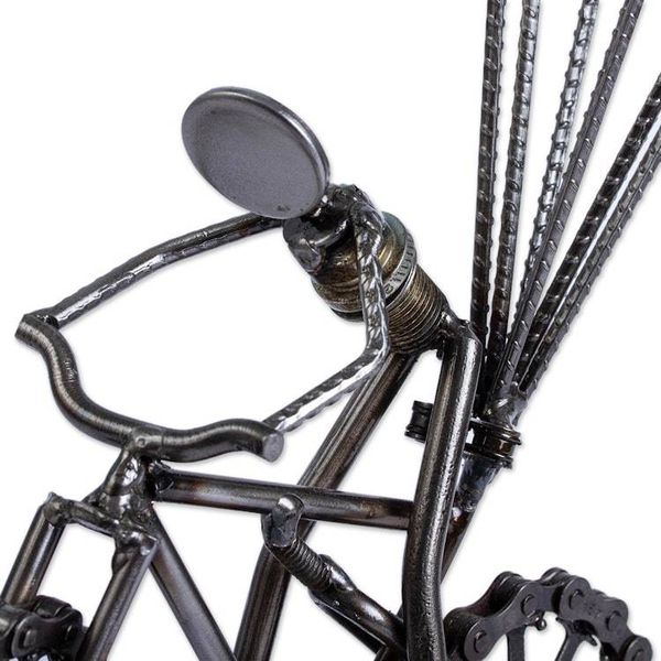 Alternate image for Whimsical Recycled Metal Auto Part Sculpture from Mexico Floating Bicycle