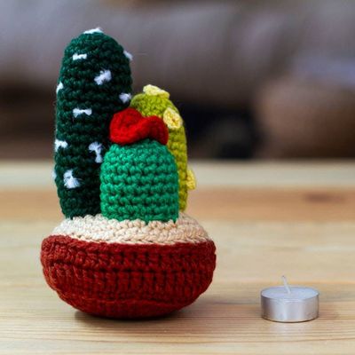 Alternate image for Hand Crocheted Cactus Decor Accent Desert Flora