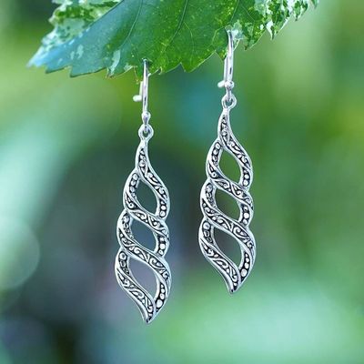 Primary image for Traditional Balinese Polished and Oxidized Dangle Earrings Twist of Life
