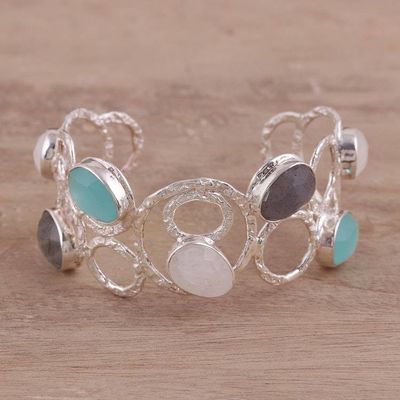 Primary image for Multi-Gemstone Sterling Silver Cuff Bracelet from India Magical Moonlight