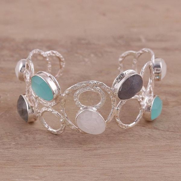 Alternate image for Multi-Gemstone Sterling Silver Cuff Bracelet from India Magical Moonlight