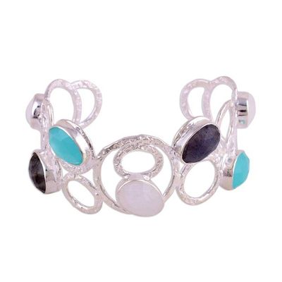 Alternate image for Multi-Gemstone Sterling Silver Cuff Bracelet from India Magical Moonlight