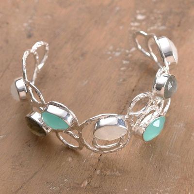 Alternate image for Multi-Gemstone Sterling Silver Cuff Bracelet from India Magical Moonlight