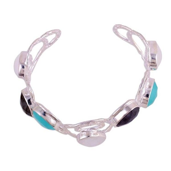 Alternate image for Multi-Gemstone Sterling Silver Cuff Bracelet from India Magical Moonlight