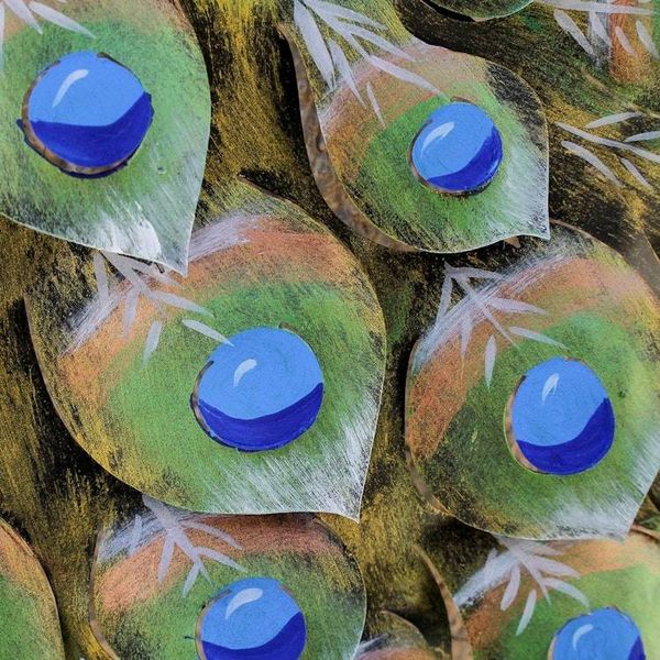 Alternate image for Artisan Crafted Steel Peacock Wall Sculpture from Mexico Flaunting Peacock