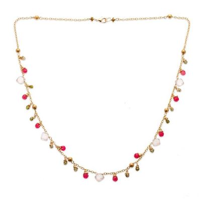 Alternate image for Gold-Plated Necklace and Earrings Set with Multi-Gemstones Posh Contrast
