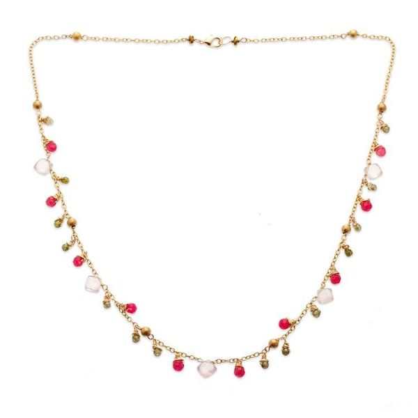 Alternate image for Gold-Plated Necklace and Earrings Set with Multi-Gemstones Posh Contrast